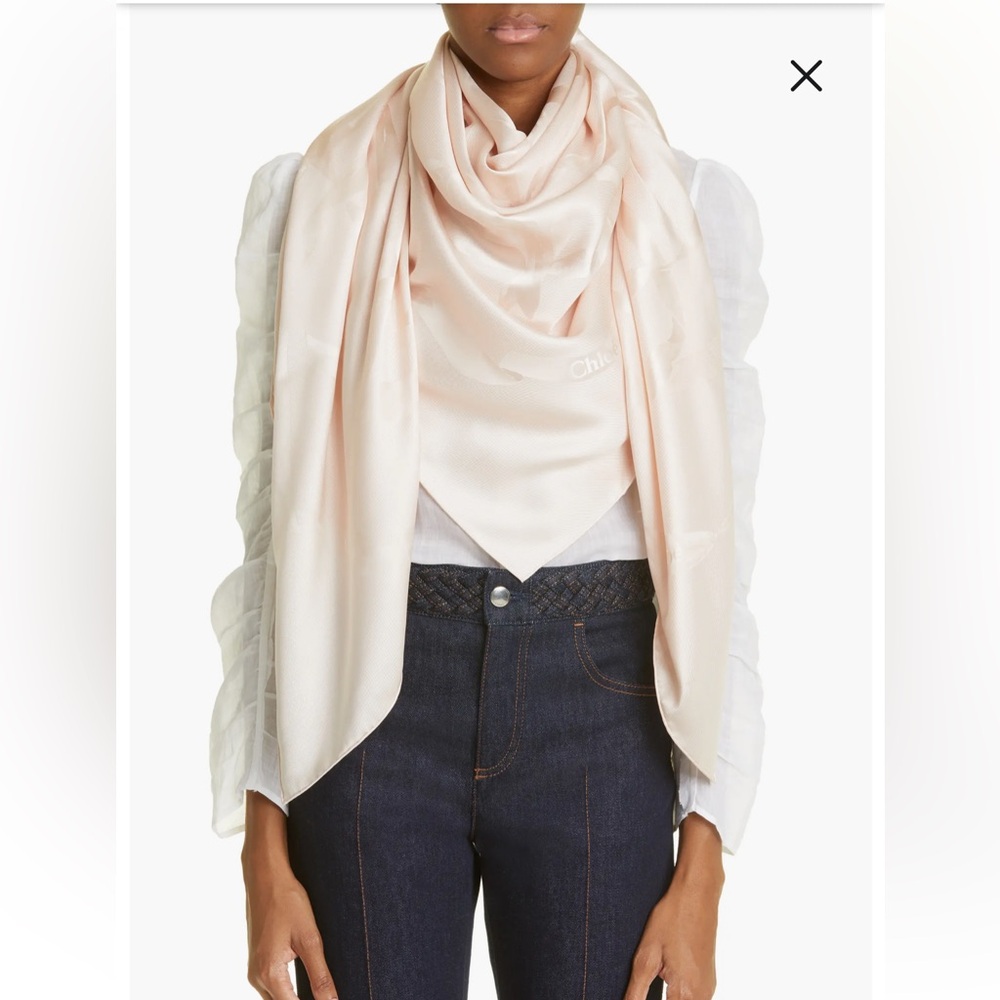 NWT Chloe Ribbon Jacquard Silk Scarf